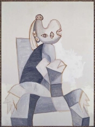 Femme assise dans un fauteuil gris (Mujer sentada en un sillón gris)