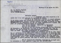 [Carta] 1973 [i. e. 1974] en. 15, Madrid, a Giulio Paolini, Torino