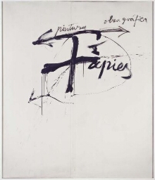 Sin título (Panel indicativo realizado por Tàpies con motivo de su exposición antológica celebrada en el M.E.A.C en 1980)