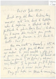 [Carta], 1957 jul. 21, París, a [José Luis Fernández] del Amo, [Madrid]