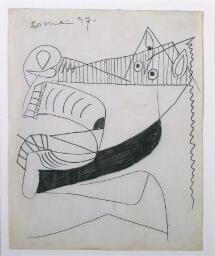Cabeza de caballo (I). Dibujo preparatorio para «Guernica»