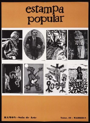 Cartel-folleto exposición Estampa Popular, en sala de Arte Ramón