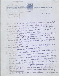 [Carta], 1974 oct. 9, Ottawa, a José Luis Alexanco, [Madrid]
