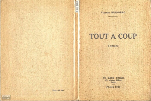 Tout a coup: poemes (1922-1923)