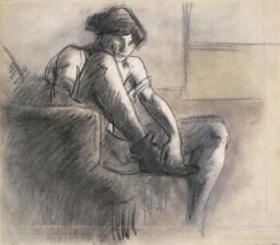 Femme assise se chaussant (Mujer sentada calzándose)