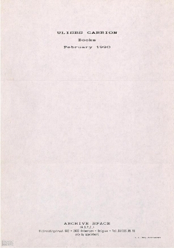 Ulises Carrión: books : February 1990.