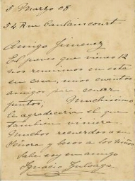 [Carta], 1908 marzo 5, [París], a [Pedro] Jiménez, [París]