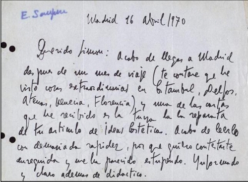 [Carta] 1970 abril 16, Madrid, a Simón [Marchán]