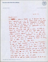[Carta], 1973 oct. 20, Buffalo, a José Luis Alexanco, [Madrid]