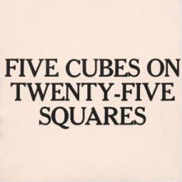 Five cubes placed on twenty-five squares with either corners or sides touching
