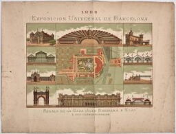 Exposición Universal de Barcelona 1888: plano general y vistas de las principales construcciones
