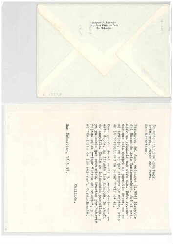 [Carta], 1983 marzo 15, San Sebastián, a Fernández del Amo, [Madrid]