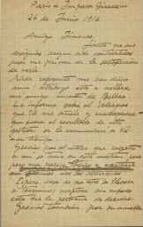 [Carta], 1916  jun. 26, [París], a [Pedro] Jiménez, [París]