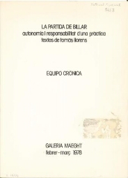 La partida de billar - Autonomia i responsabilitat d'una pràctica: febrero-març 1978