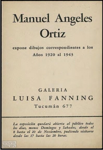 Manuel Ángeles Ortiz: expone dibujos correspondientes a los años 1920 al 1943.