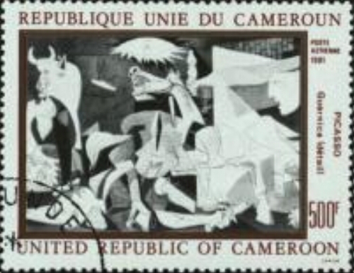 Picasso, Guernica (détail): Republique Unie du Cameroun = United Republic of Cameroon.