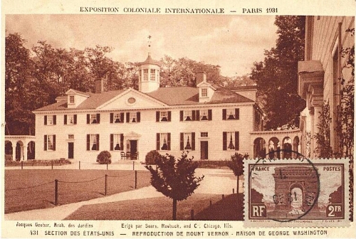 Section des États-Unis: reproduction de Mount Vernon, maison de George Washington : Exposition coloniale internationale, Paris 1931.