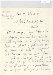 [Carta], 1957 jul. 12, París, a José Luis Fernández del Amo, Madrid 
