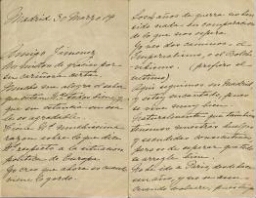 [Carta], 1919 marzo 30, Madrid, a [Pedro] Jiménez, [Buenos Aires?] 