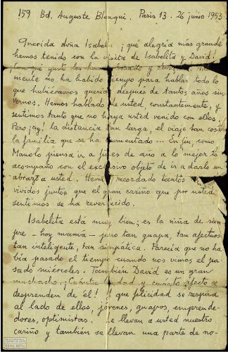 [Carta], 1953 jun. 26, París, a Isabel]