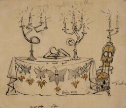 Escenografía de mesa con candelabros (Boceto para la escenografía de «Don Juan Tenorio»)