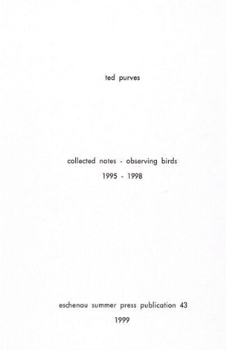 Collected notes: observing birds 1995-1998 /