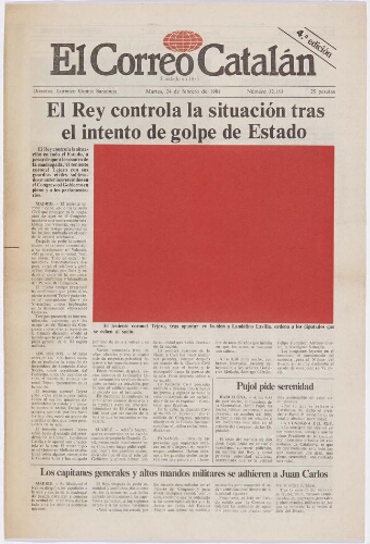 Art for Modern Architecture, El Correo Catalán: Coup d’état attempt by Tejero (24.02.1981) (Arte para la arquitectura moderna, El Correo Catalán: intento de golpe de estado de Tejero [24.02.1981])