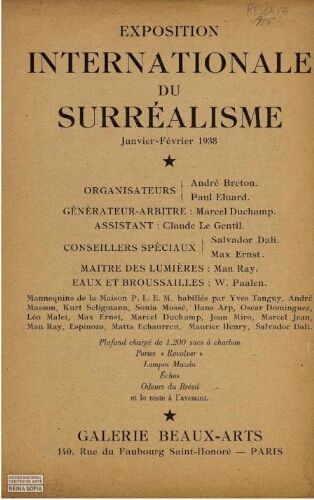 Exposition internationale du surréalisme: janvier-février 1938 /