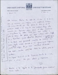 [Carta], 1974 nov. 5, Ottawa, a José Luis Alexanco, [Madrid]