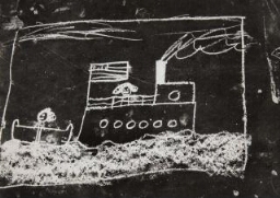 New York. Street Drawing, 1940 (Ship and Flag) (Nueva York. Dibujo callejero, 1940 [Barco y bandera])