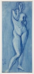 Femme nue de face, main sur l’épaule (Mujer desnuda de frente, mano en el hombro)
