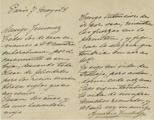 [Carta], 1928 mayo 7, París, a [Pedro] Jiménez, [Buenos Aires] 