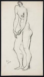Femme nue debout de face, mains rapprochées (Mujer desnuda de pie de frente, con las manos juntas)