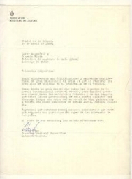Carta de Pastor Vega dirigida a Lotty Rosenfeld y Diamela Eltit, fechada el 16 de abril de 1986