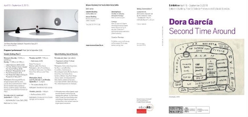 Dora García: second time around : exhibition, April 18-September 3, 2018, Sabatini Building, Floor 3.