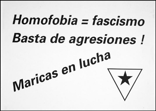Homofobia = fascismo: basta de agresiones!, maricas en lucha /