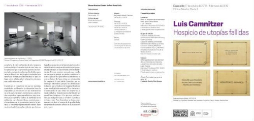 Luis Camnitzer: hospicio de utopías fallidas : exposición, 17 de octubre de 2018-4 de marzo de 2019, Edificio Sabatini.