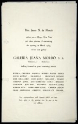 Invitaciones para la inauguración de la Galería Juana Mordó en 1964