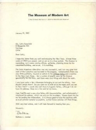 Carta de Bárbara J. London dirigida a Lotty Rosenfeld fechada el 19 de enero de 1982