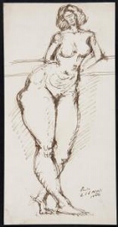 Femme nue de face, debout les bras dans le dos en appui (Mujer desnuda de frente, de pie con los brazos a la espalda)