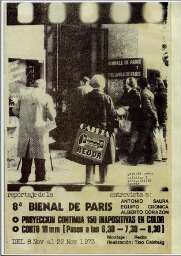 Reportaje de la 8ª Bienal de París: del 8 Nov al 22 Nov 1973 : Galería Redor, Madrid.