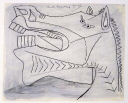 Cabeza de caballo (II). Dibujo preparatorio para «Guernica»