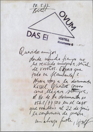 [Carta] 1977 mayo 20, Berlín