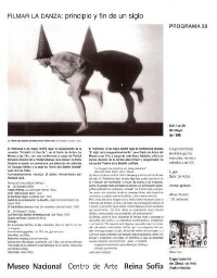 Filmar la danza: principio y fin de un siglo : del 6 al 30 de mayo de 1998 : Museo Nacional Centro de Arte Reina Sofía,  Departamento de Obras de Arte Audiovisuales.