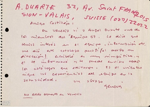[Carta],[1966, Madrid?] a Castillejo