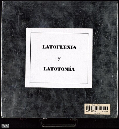 Caja con herramientas e instrucciones preparada por Juan Antonio Ramírez para la exposición de "Latoflexia y latotomía"