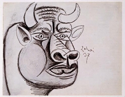 Estudio para la cabeza del toro. Dibujo preparatorio para «Guernica»