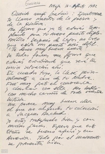 [Carta], 1982 ag. 16, Nerja, a José Luis [Castillejo]
