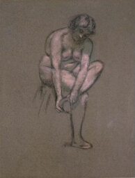 Femme nue se chaussant (Mujer desnuda calzándose)
