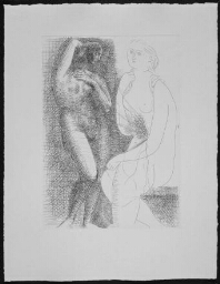 Femme nue devant une Statue (Mujer desnuda delante de una estatua)